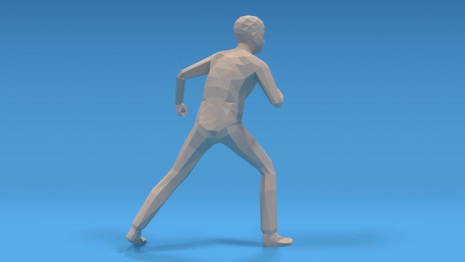 Low Poly Kid Fighting Low-poly 3D model_4