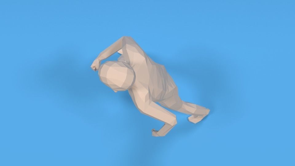 Low Poly Kid Fighting Low-poly 3D model_8