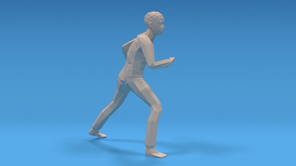 Low Poly Kid Fighting Low-poly 3D model_5