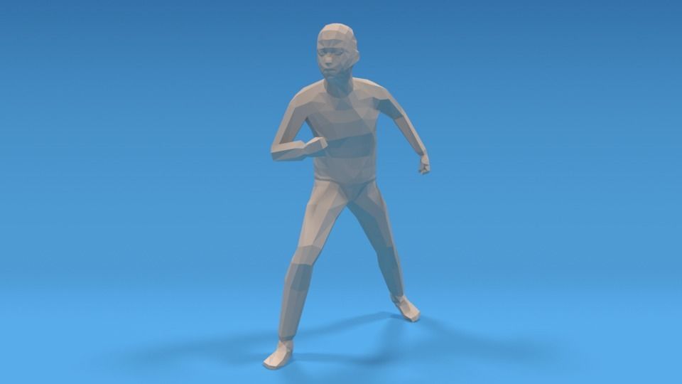Low Poly Kid Fighting Low-poly 3D model_7