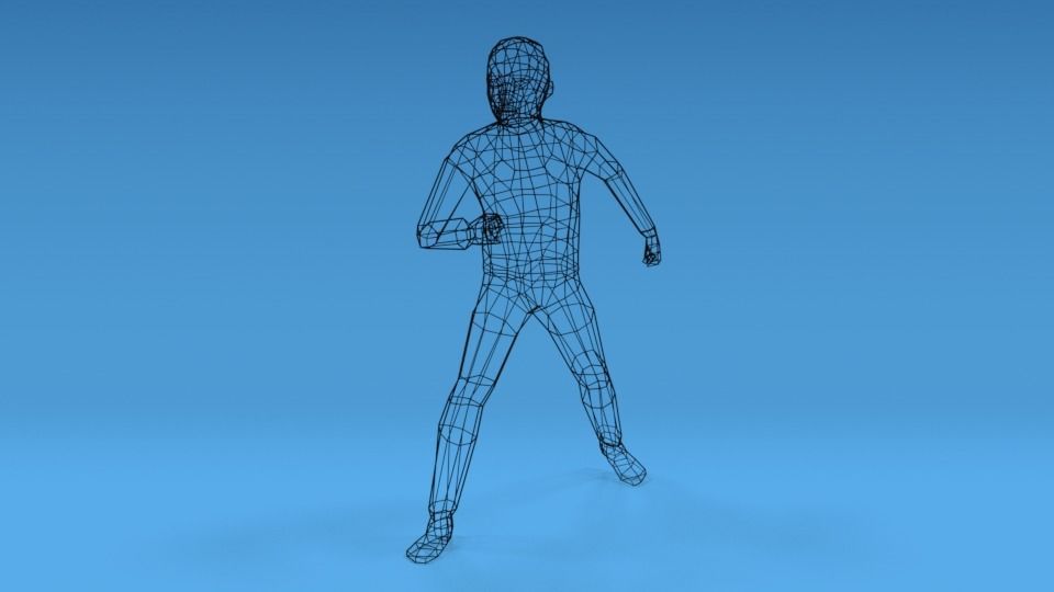 Low Poly Kid Fighting Low-poly 3D model_16