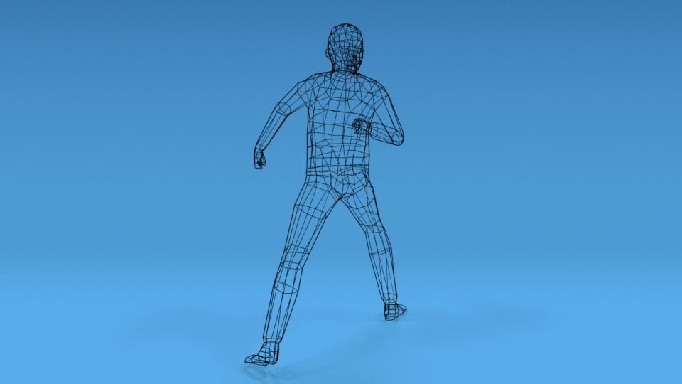 Low Poly Kid Fighting Low-poly 3D model_12