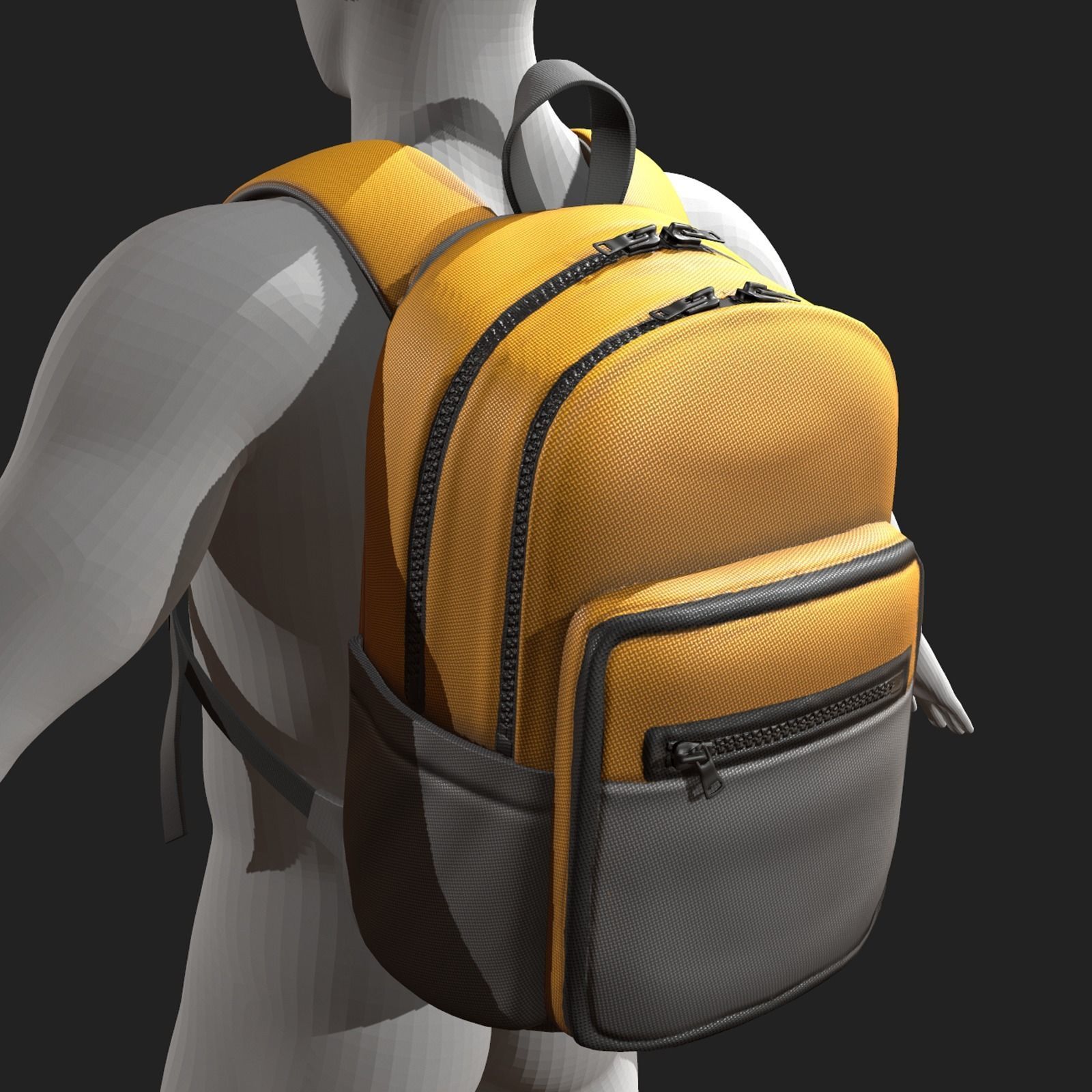 Backpack Camping Generic military combat soldier armor scifi  Low-poly 3D model_4