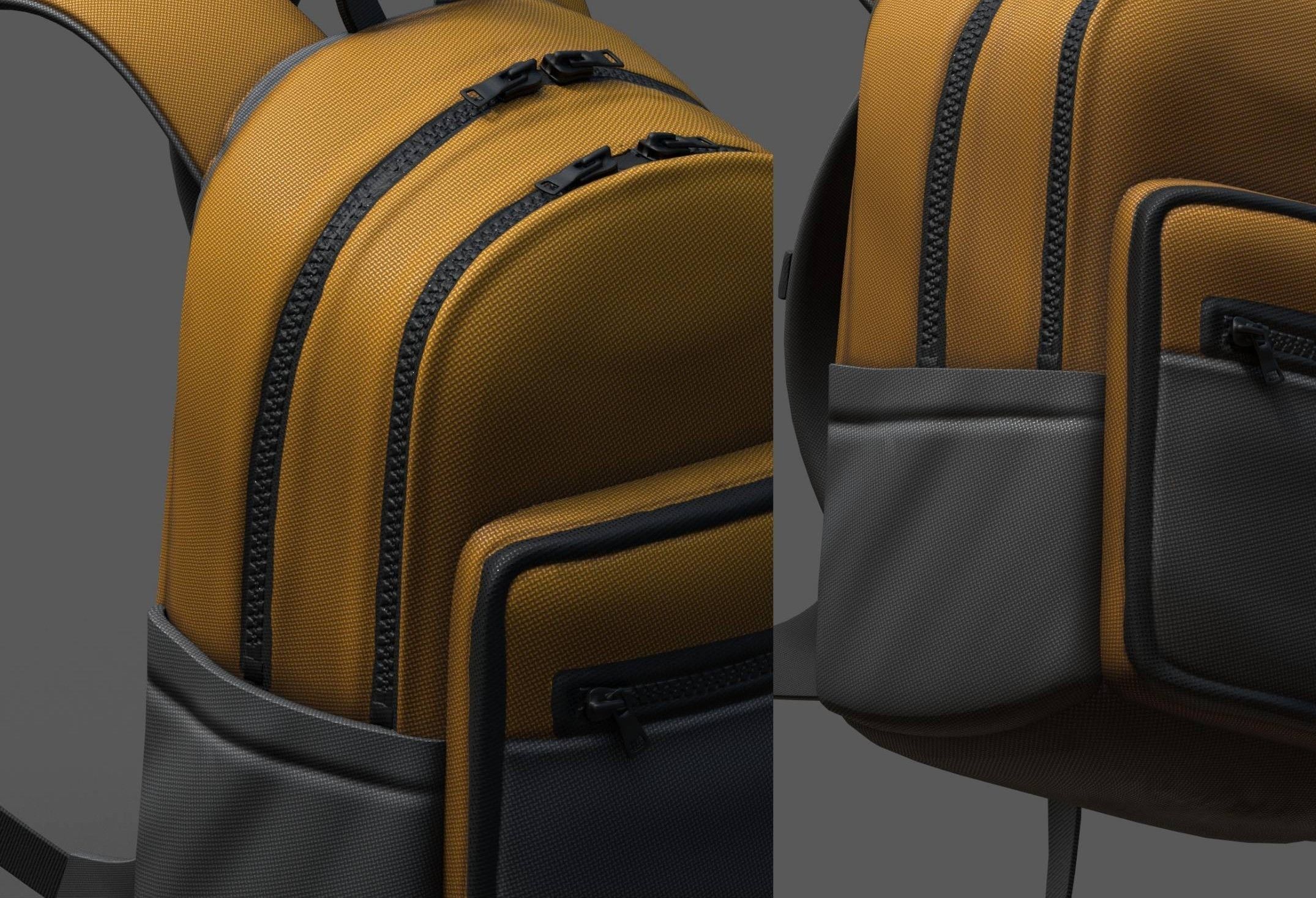 Backpack Camping Generic military combat soldier armor scifi  Low-poly 3D model_8