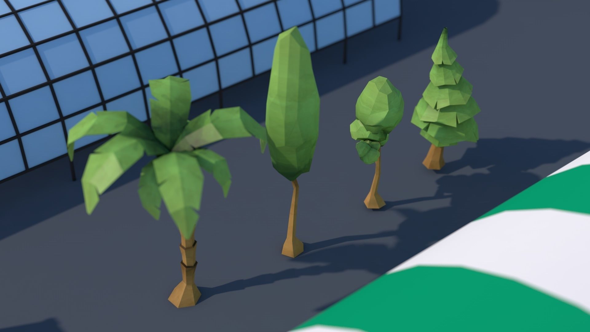 Roads Rooftop Street Elements 3 in 1 Low-poly 3D model_10