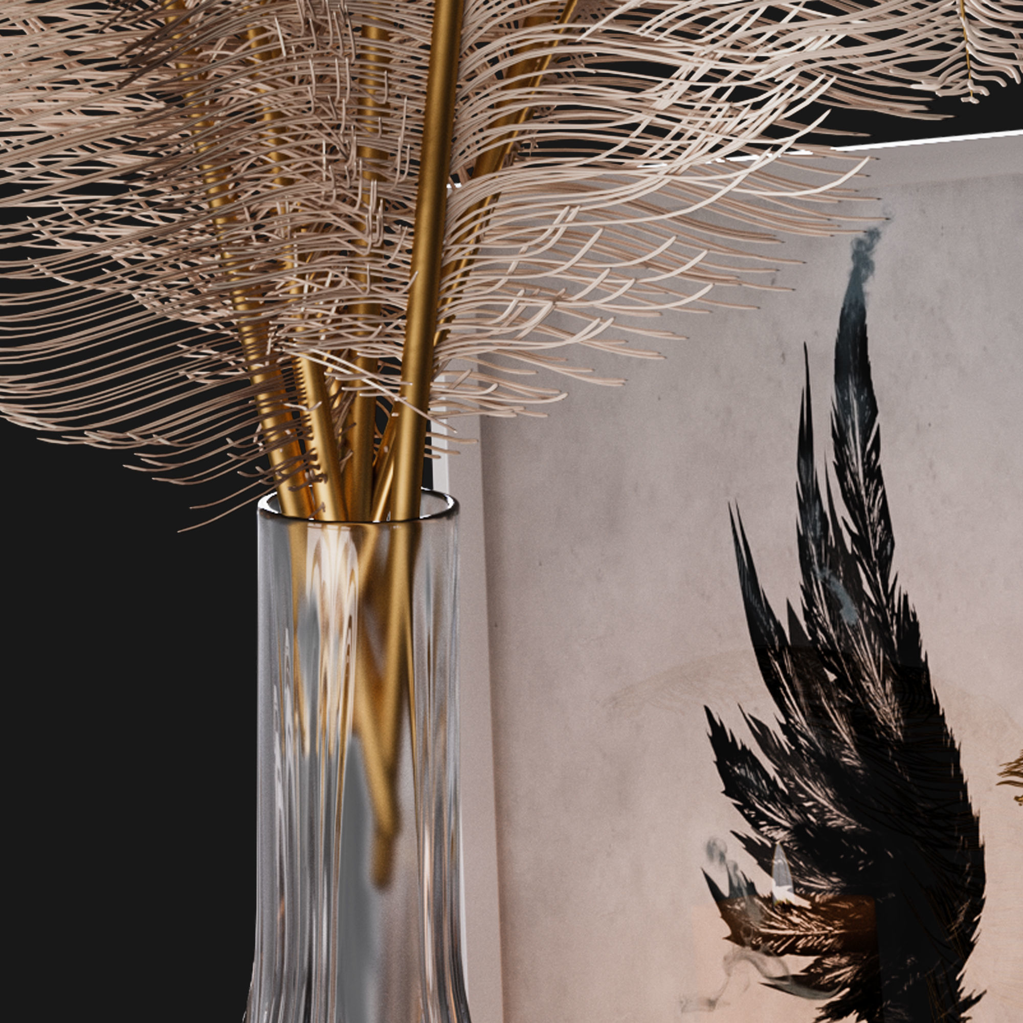 decorative set feathers wine 3D model_7