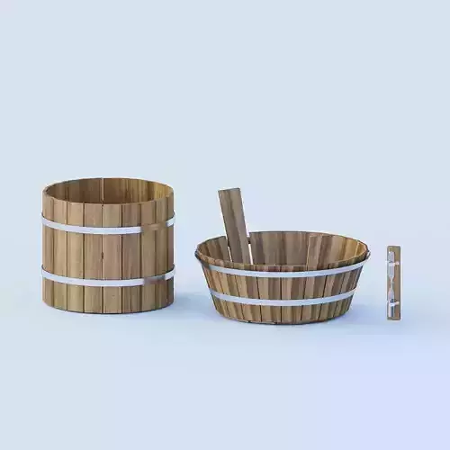 set for sauna or bathroom three objects Low-poly 3D model