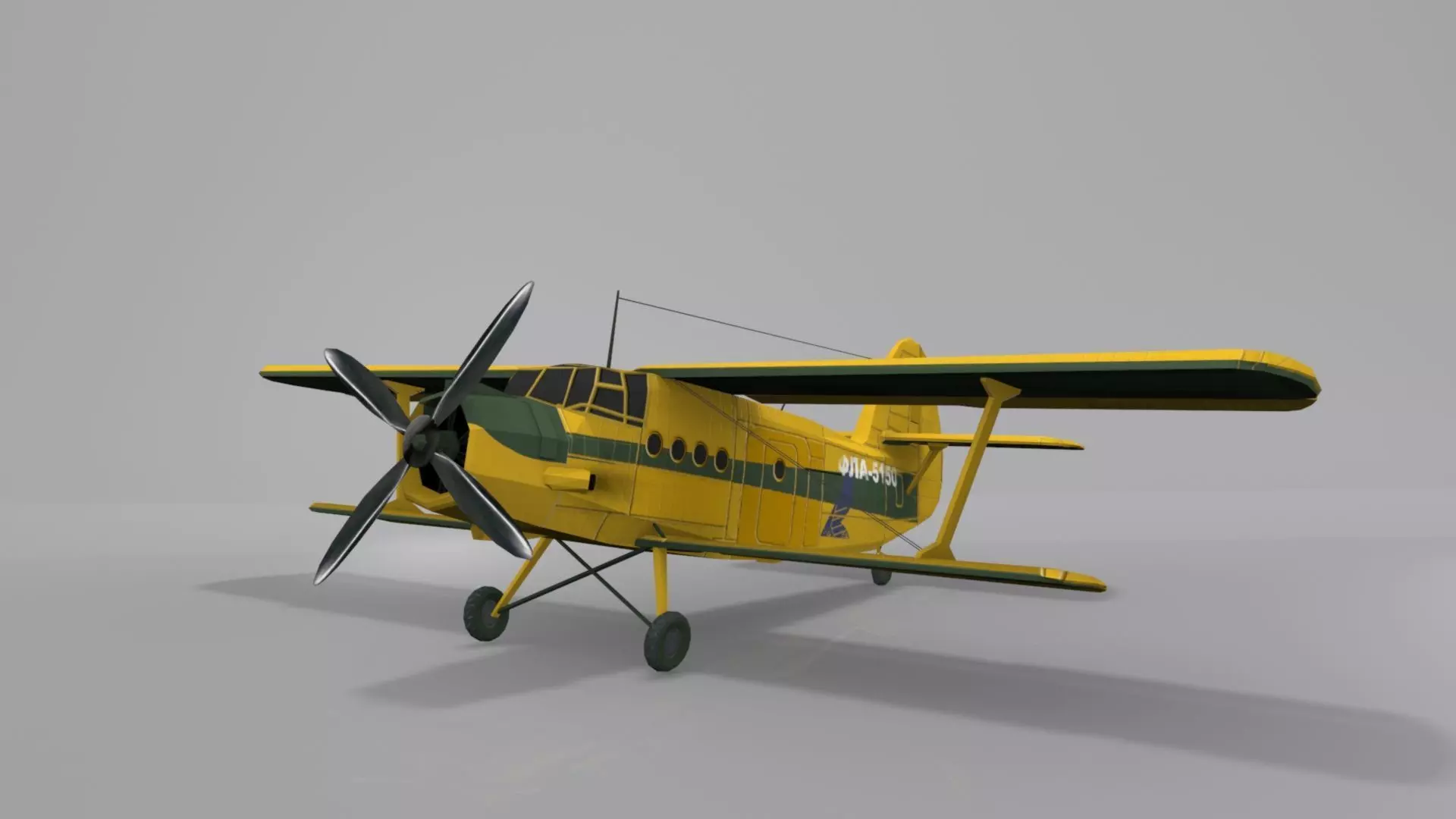 Airplane AN-2 biplane Low-poly 3D model_0