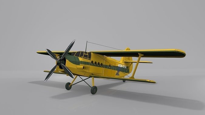 Airplane AN-2 biplane Low-poly 3D model