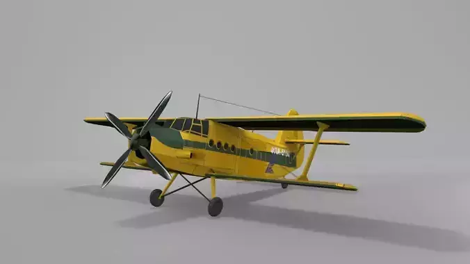 Airplane AN-2 biplane Low-poly 3D model