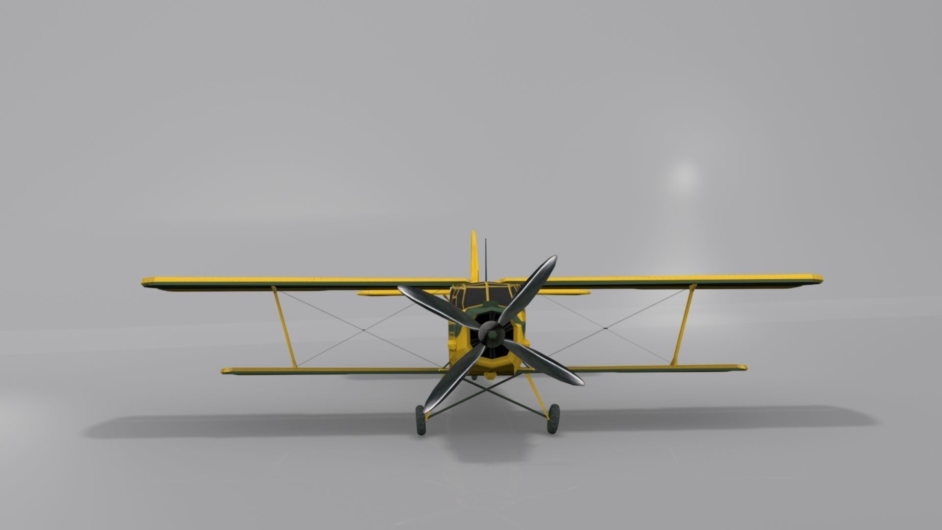 Airplane AN-2 biplane Low-poly 3D model_1