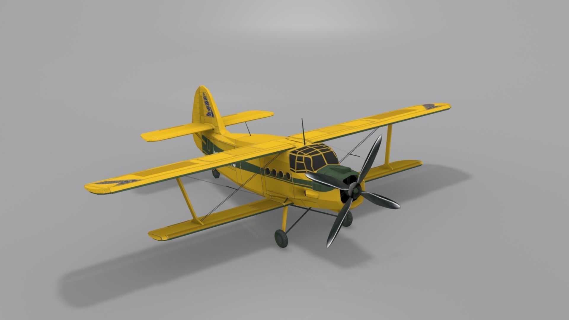 Airplane AN-2 biplane Low-poly 3D model_3