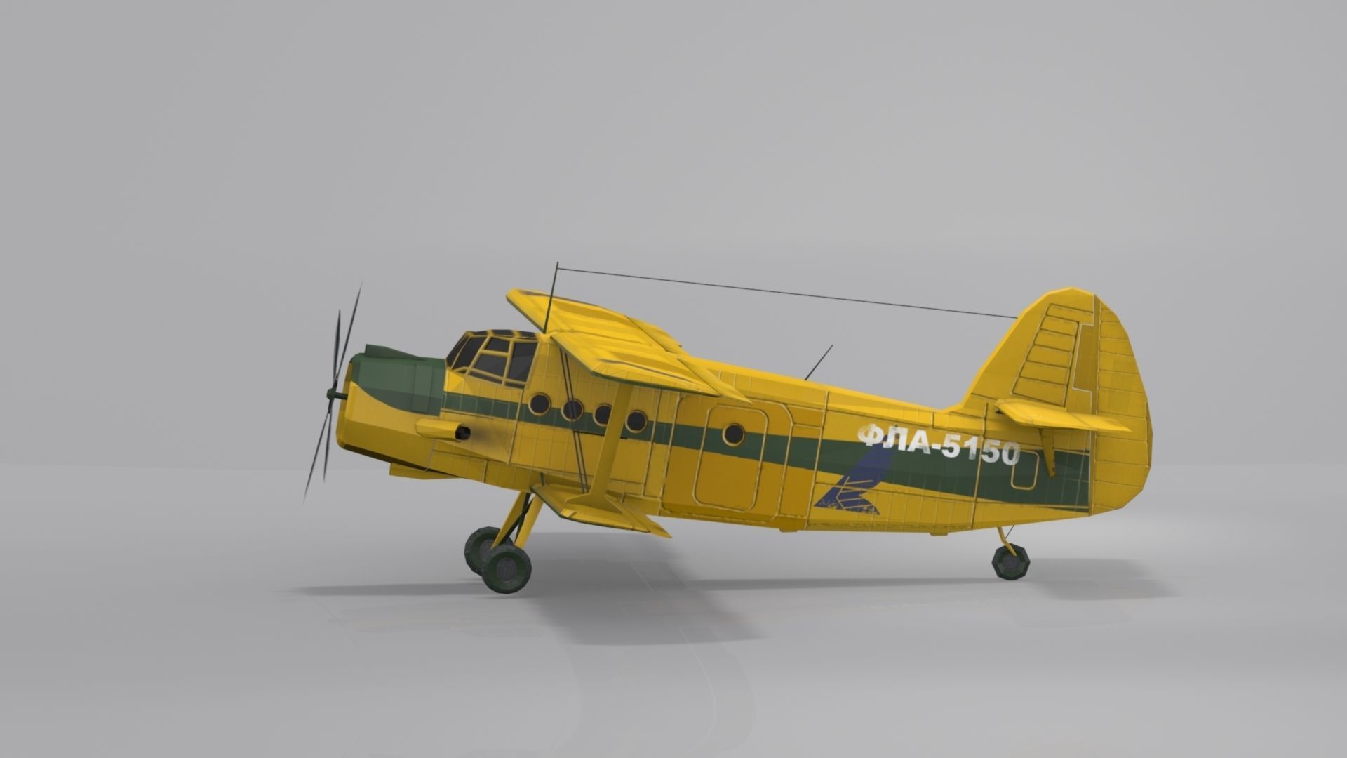 Airplane AN-2 biplane Low-poly 3D model_2