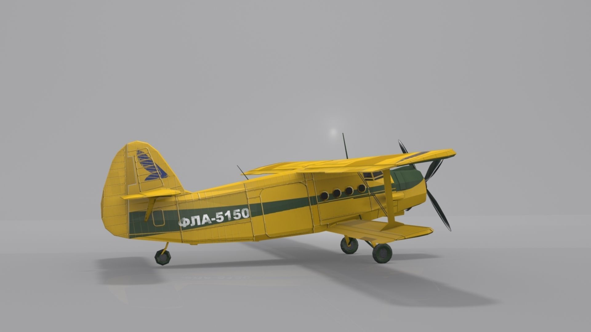 Airplane AN-2 biplane Low-poly 3D model_6