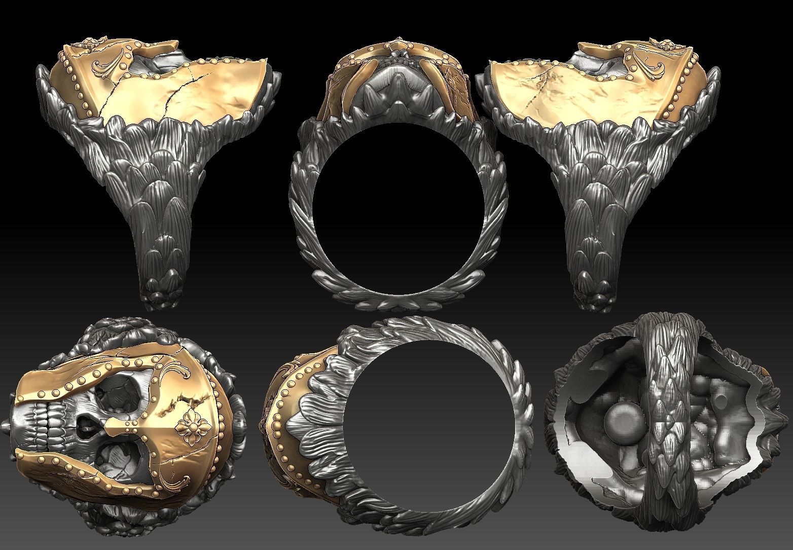 skull ring   3D print model_4