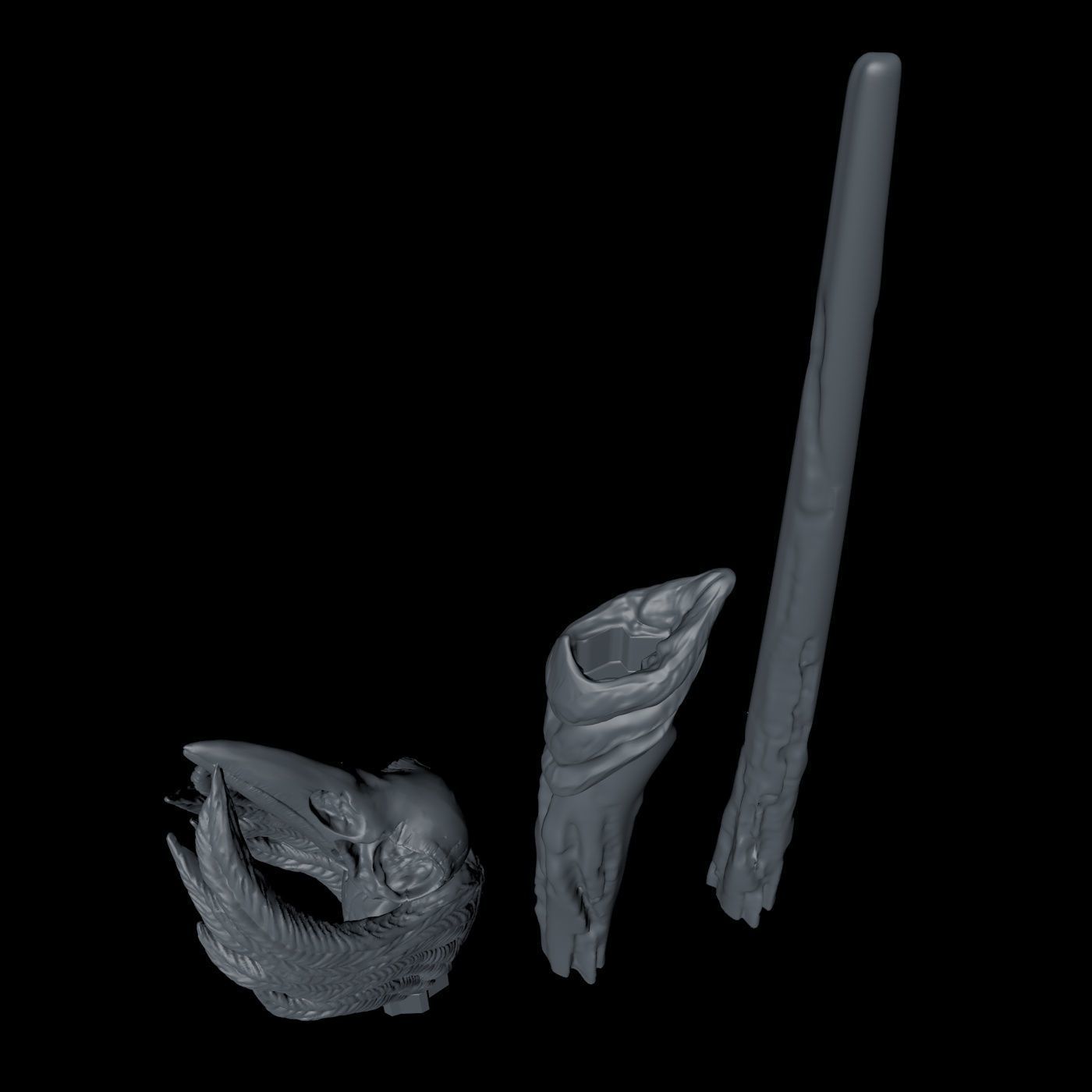 Raven Skull Wand - Harry Potter Spirit Animal 3D print model_14