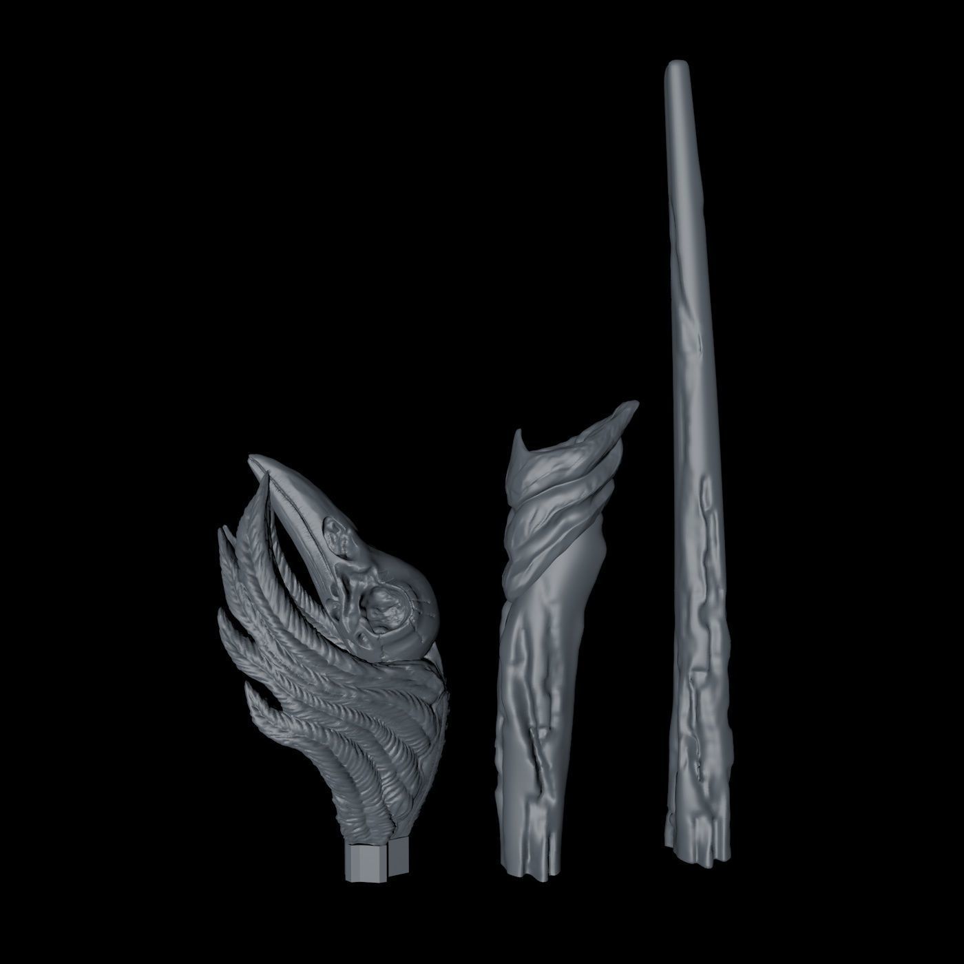 Raven Skull Wand - Harry Potter Spirit Animal 3D print model_17