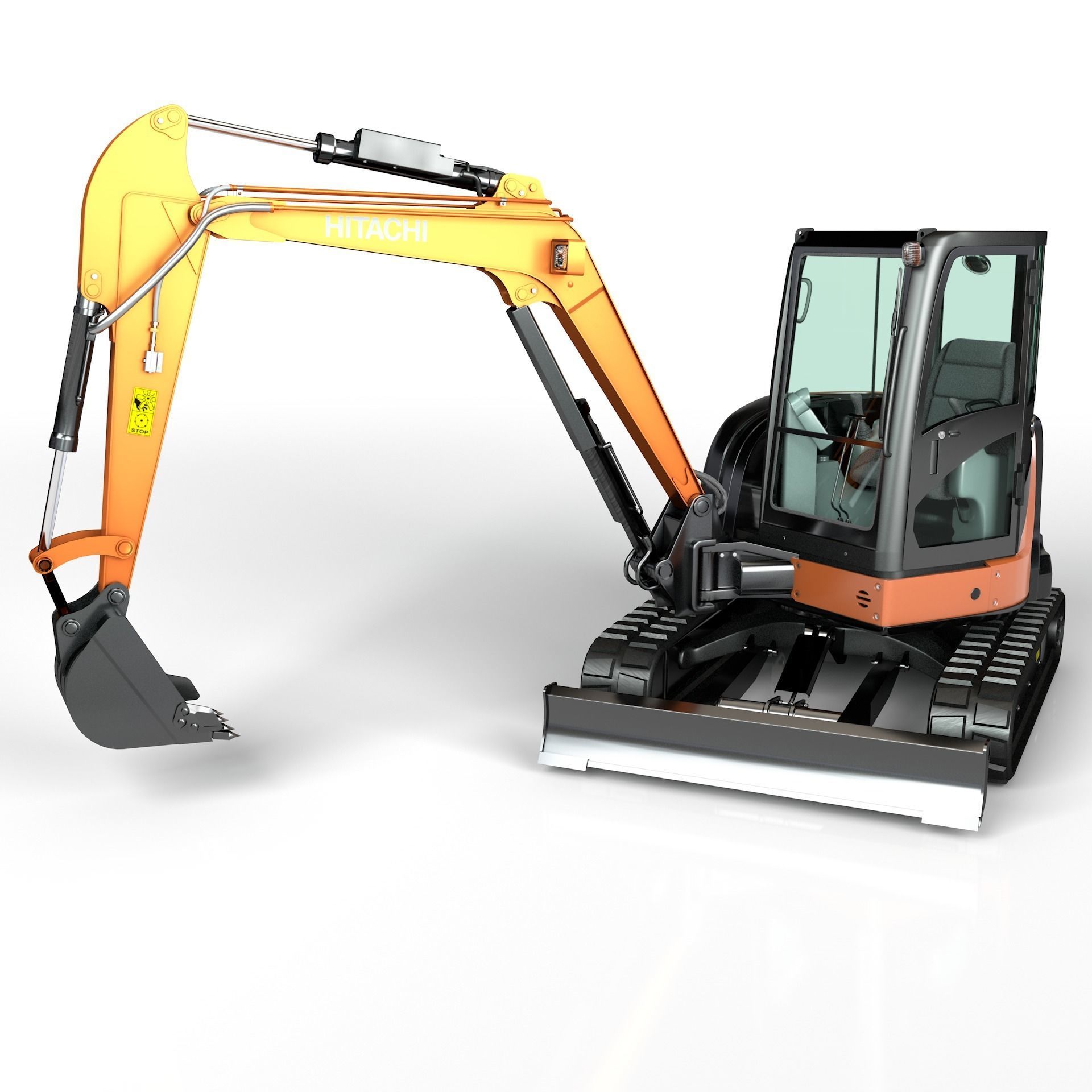 Rigged Hitachi Zaxis 55U - ZX55U Hydraulic Excavator 3D model_5