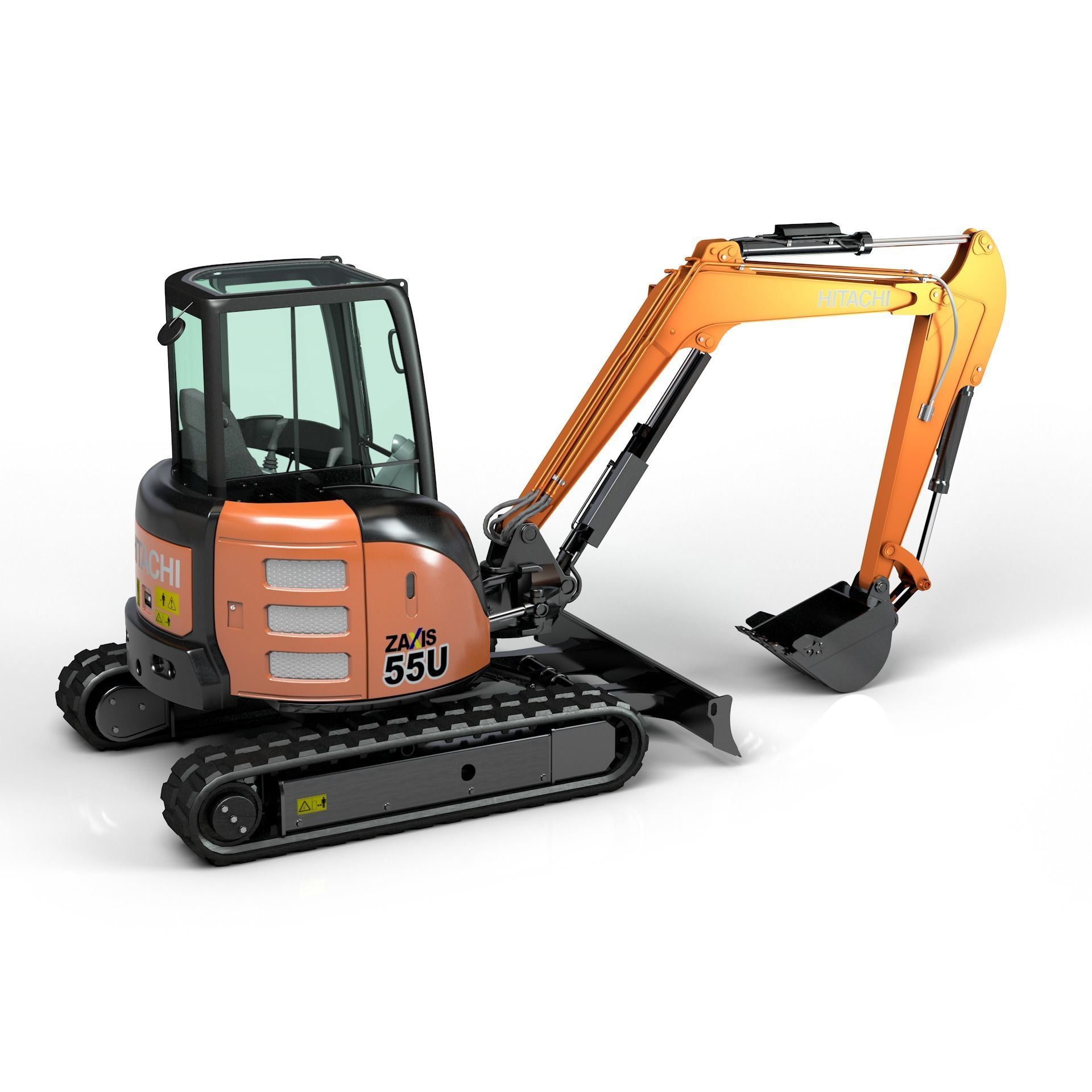 Rigged Hitachi Zaxis 55U - ZX55U Hydraulic Excavator 3D model_3