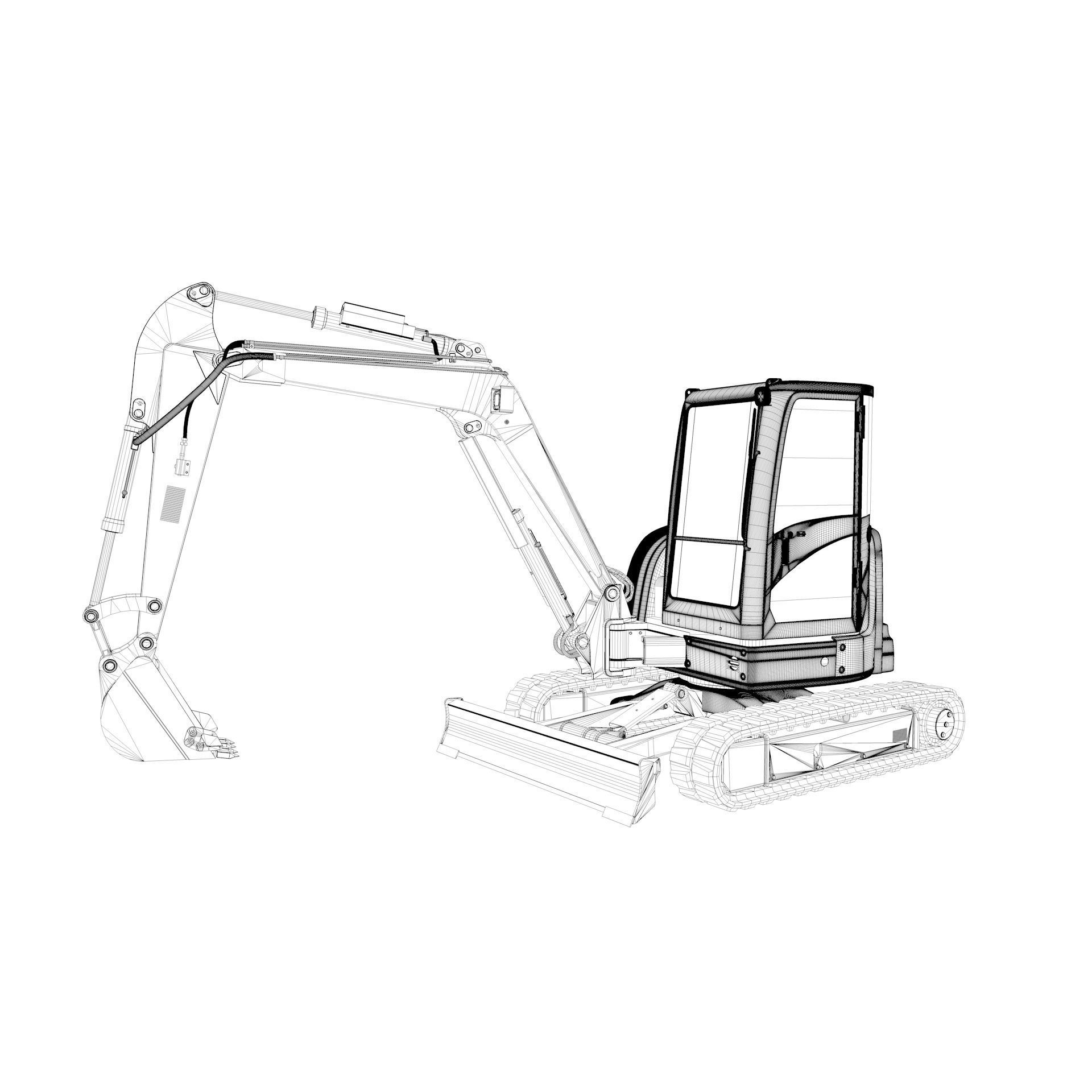 Rigged Hitachi Zaxis 55U - ZX55U Hydraulic Excavator 3D model_8