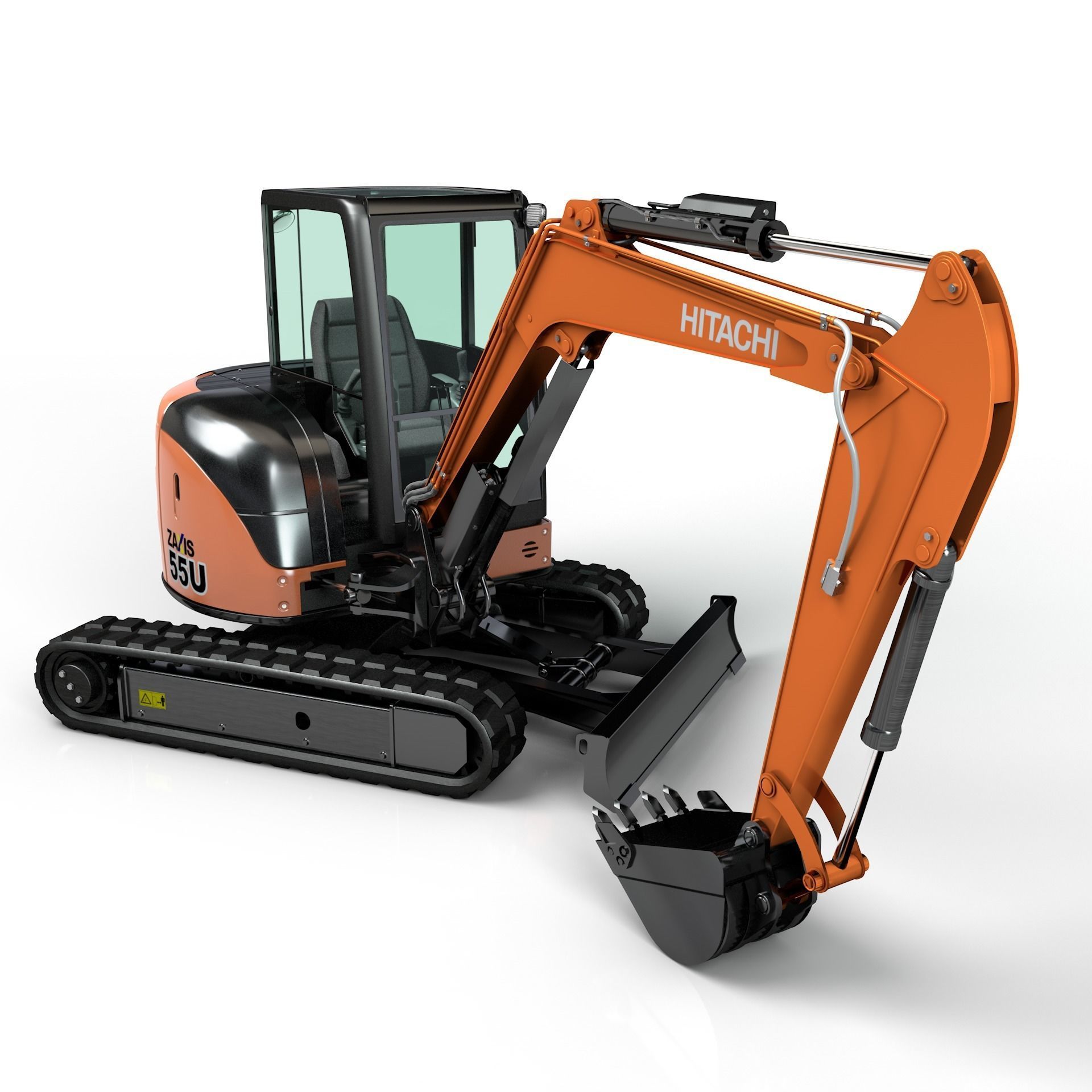 Rigged Hitachi Zaxis 55U - ZX55U Hydraulic Excavator 3D model_4