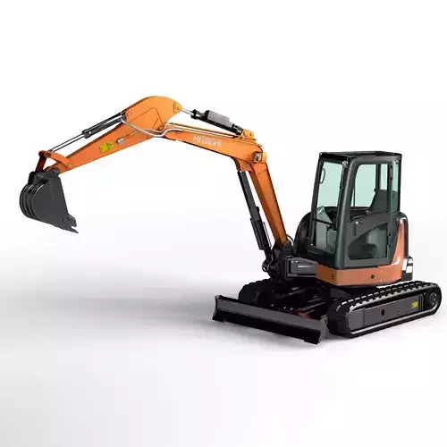 Rigged Hitachi Zaxis 55U - ZX55U Hydraulic Excavator 3D model