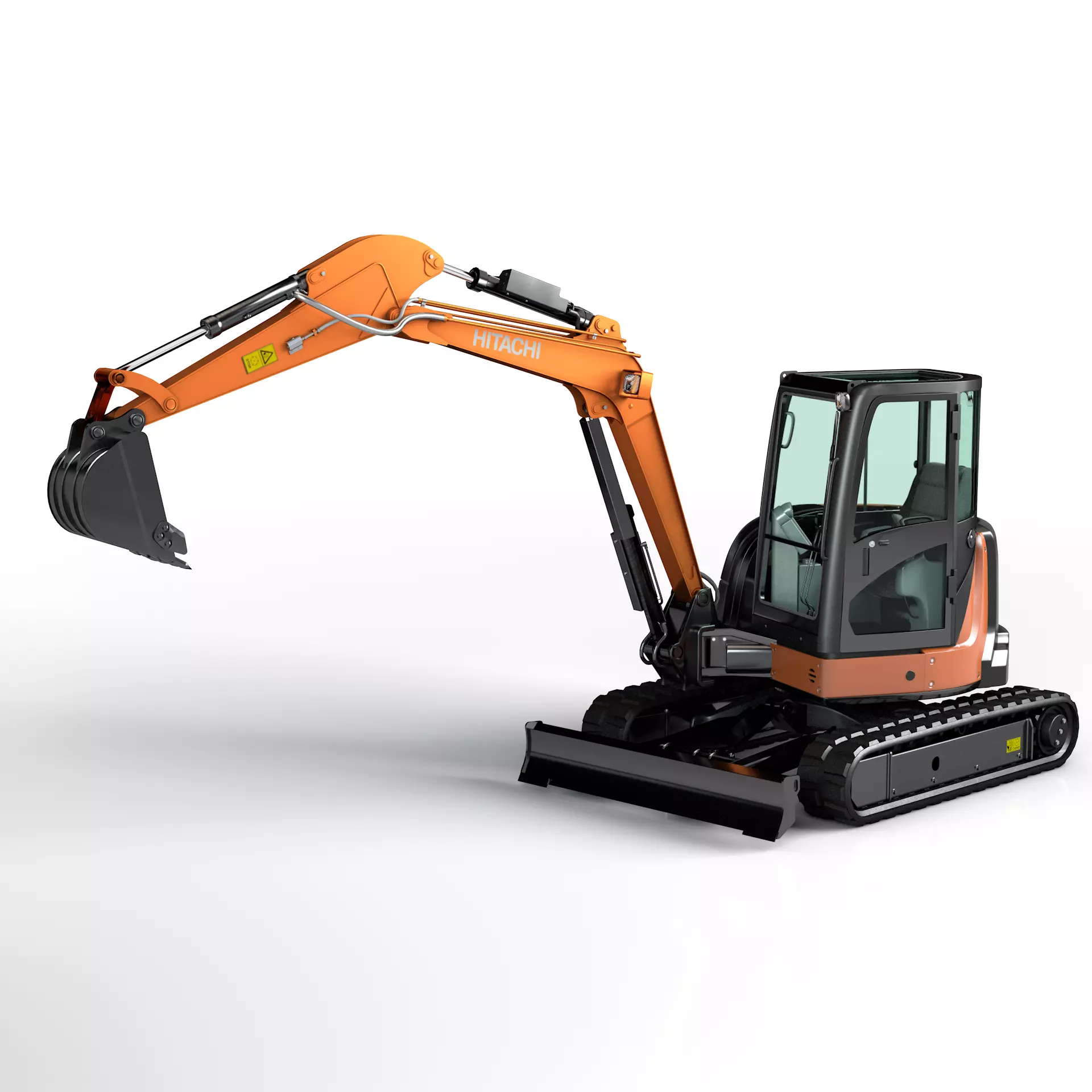 Rigged Hitachi Zaxis 55U - ZX55U Hydraulic Excavator 3D model_0