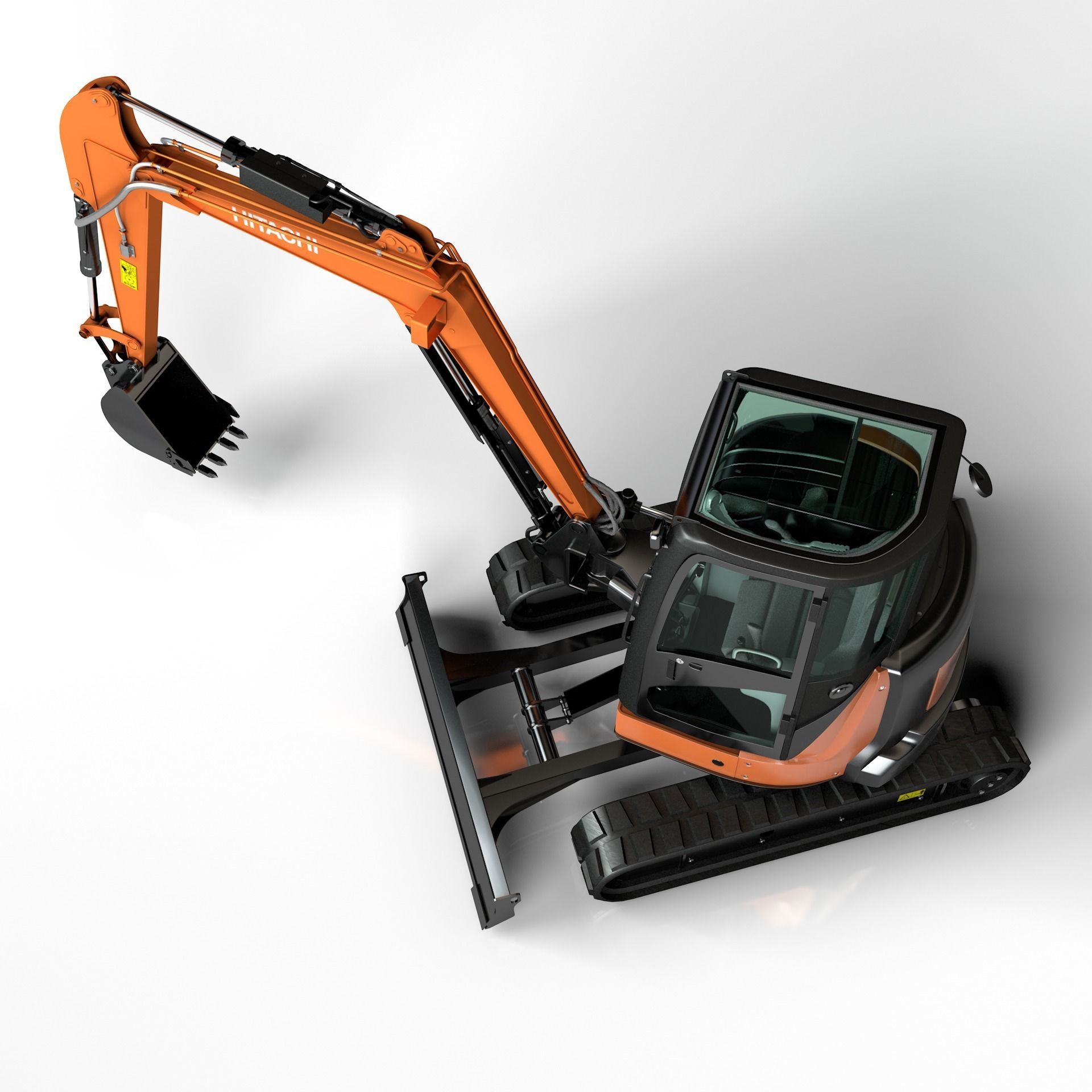 Rigged Hitachi Zaxis 55U - ZX55U Hydraulic Excavator 3D model_6