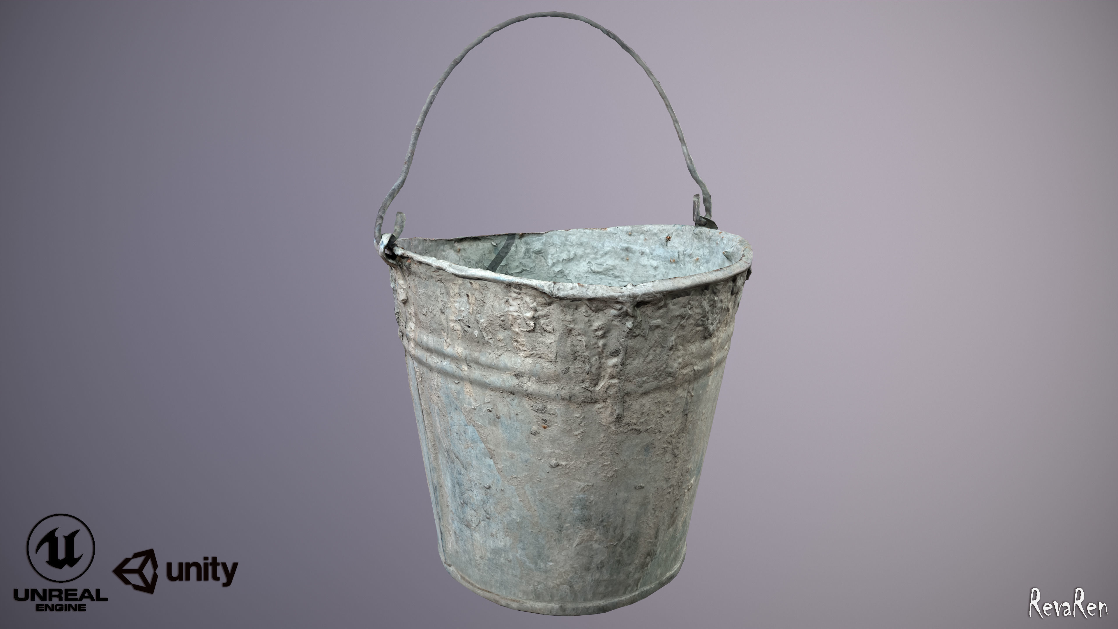 Old Bucket Low-poly 3D model_1