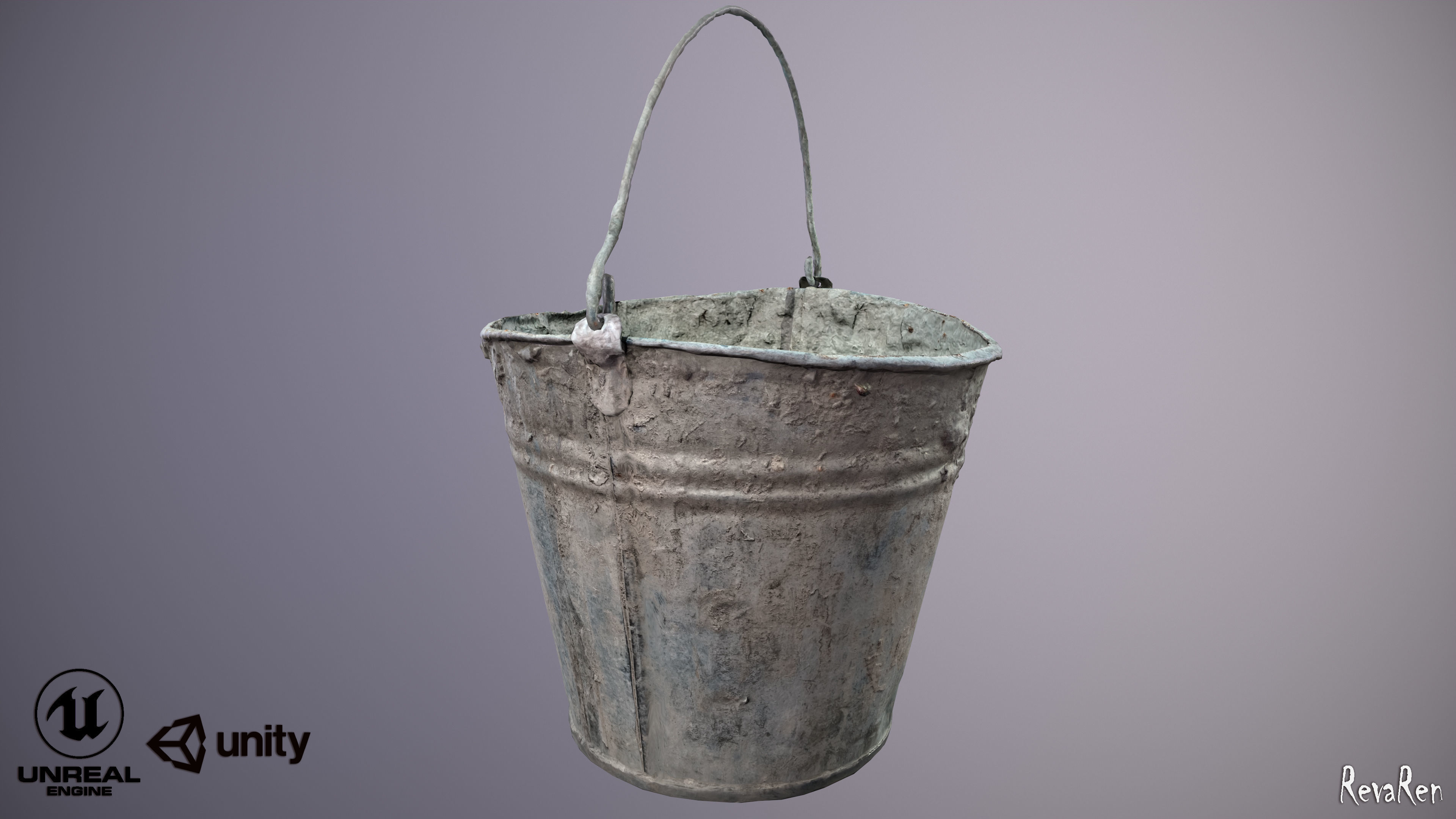 Old Bucket Low-poly 3D model_3