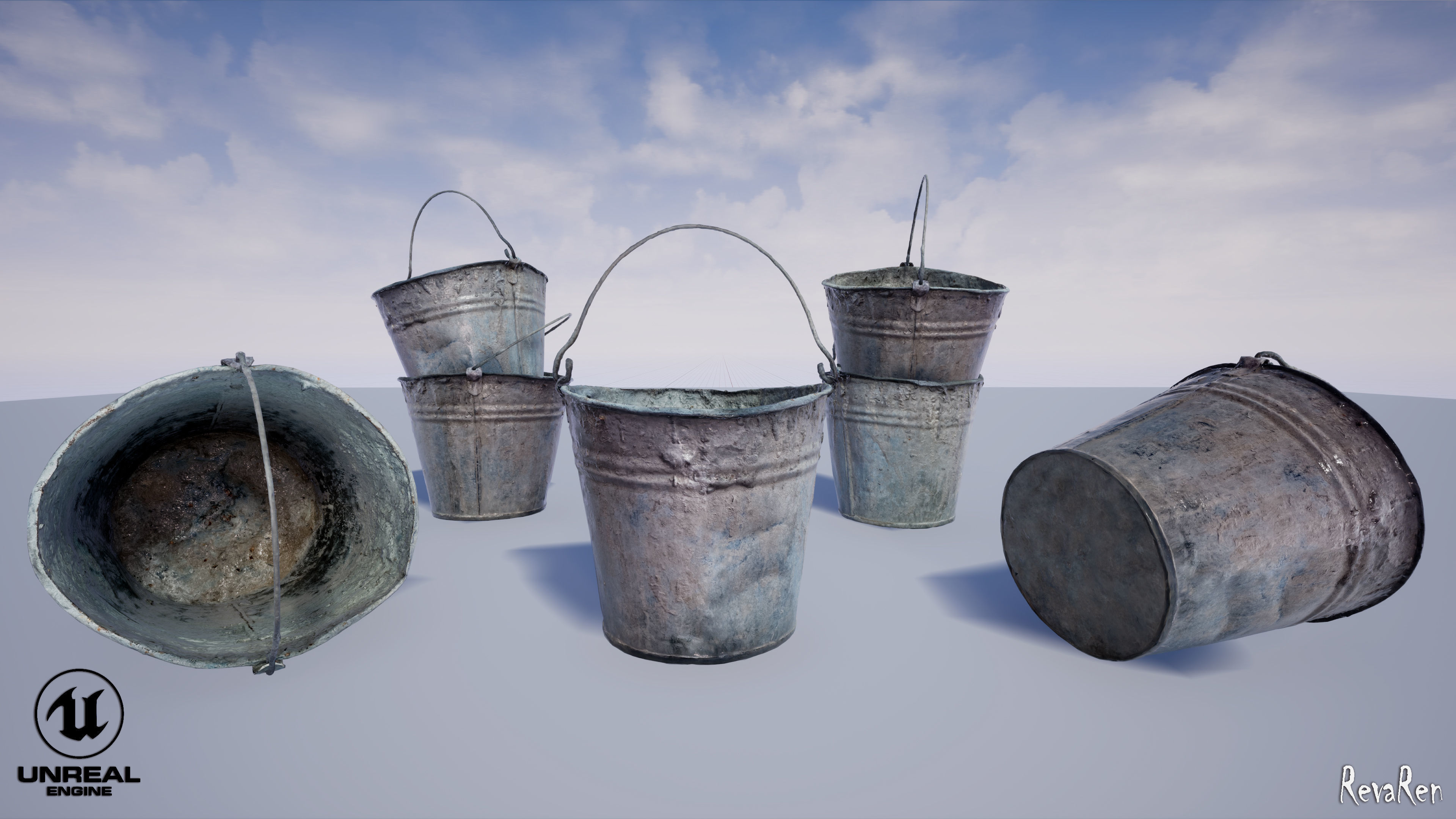 Old Bucket Low-poly 3D model_14