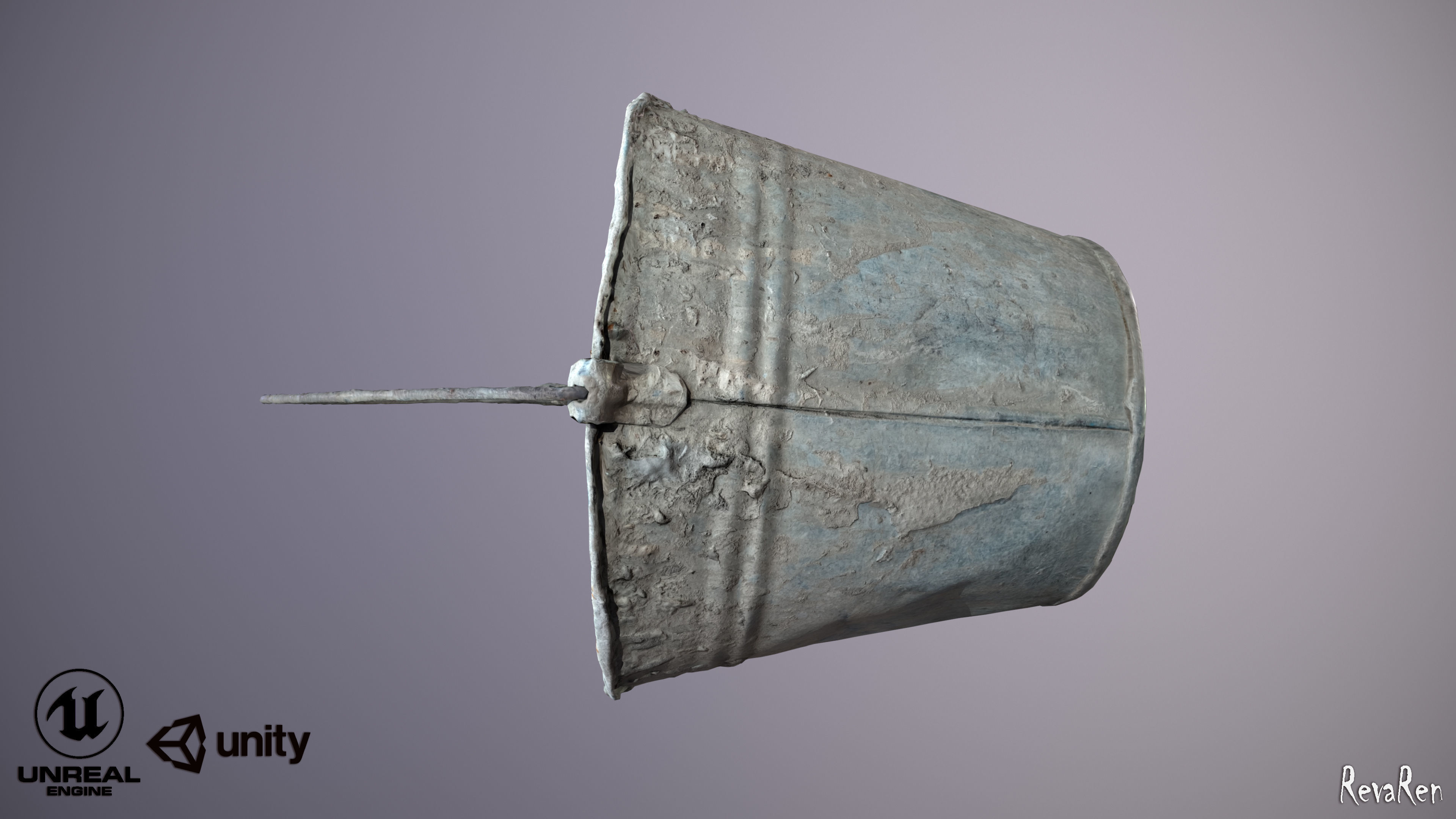 Old Bucket Low-poly 3D model_4