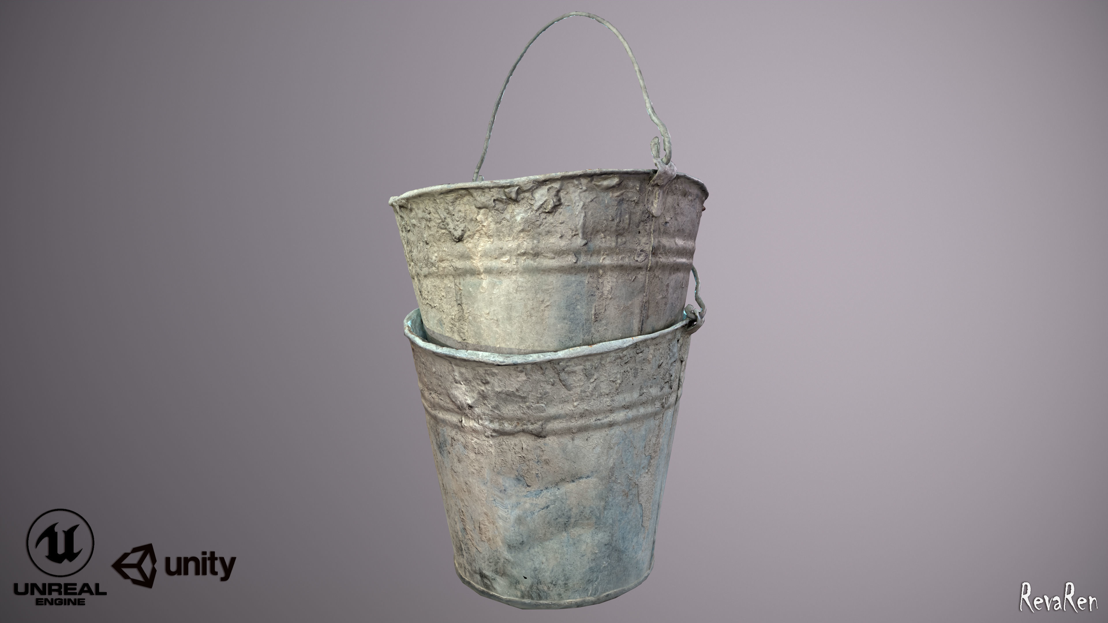 Old Bucket Low-poly 3D model_2