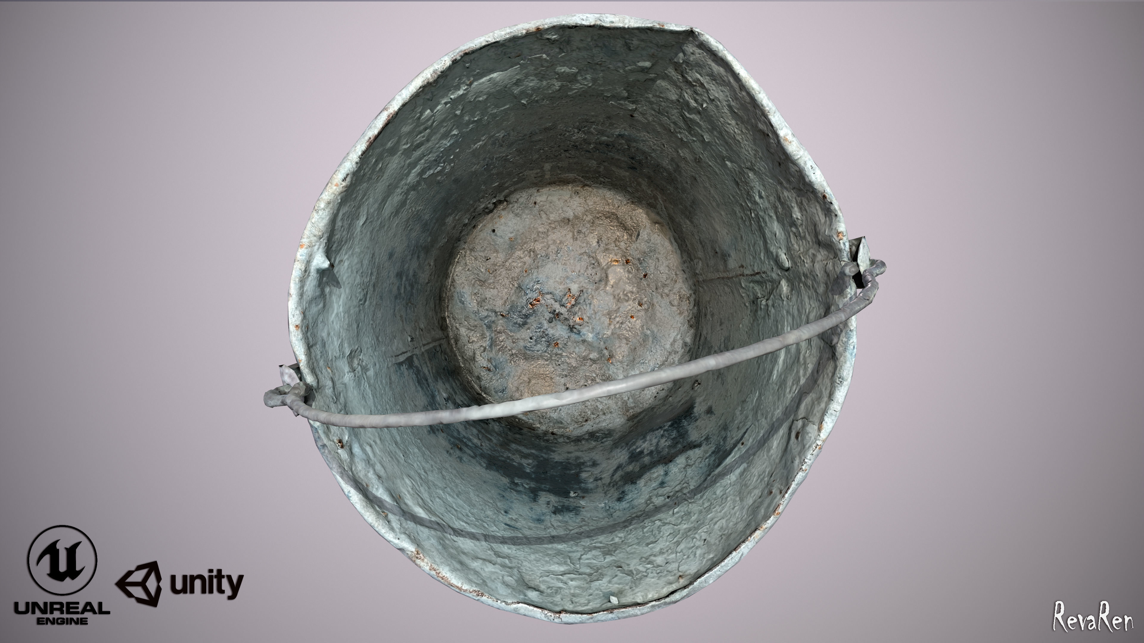 Old Bucket Low-poly 3D model_6