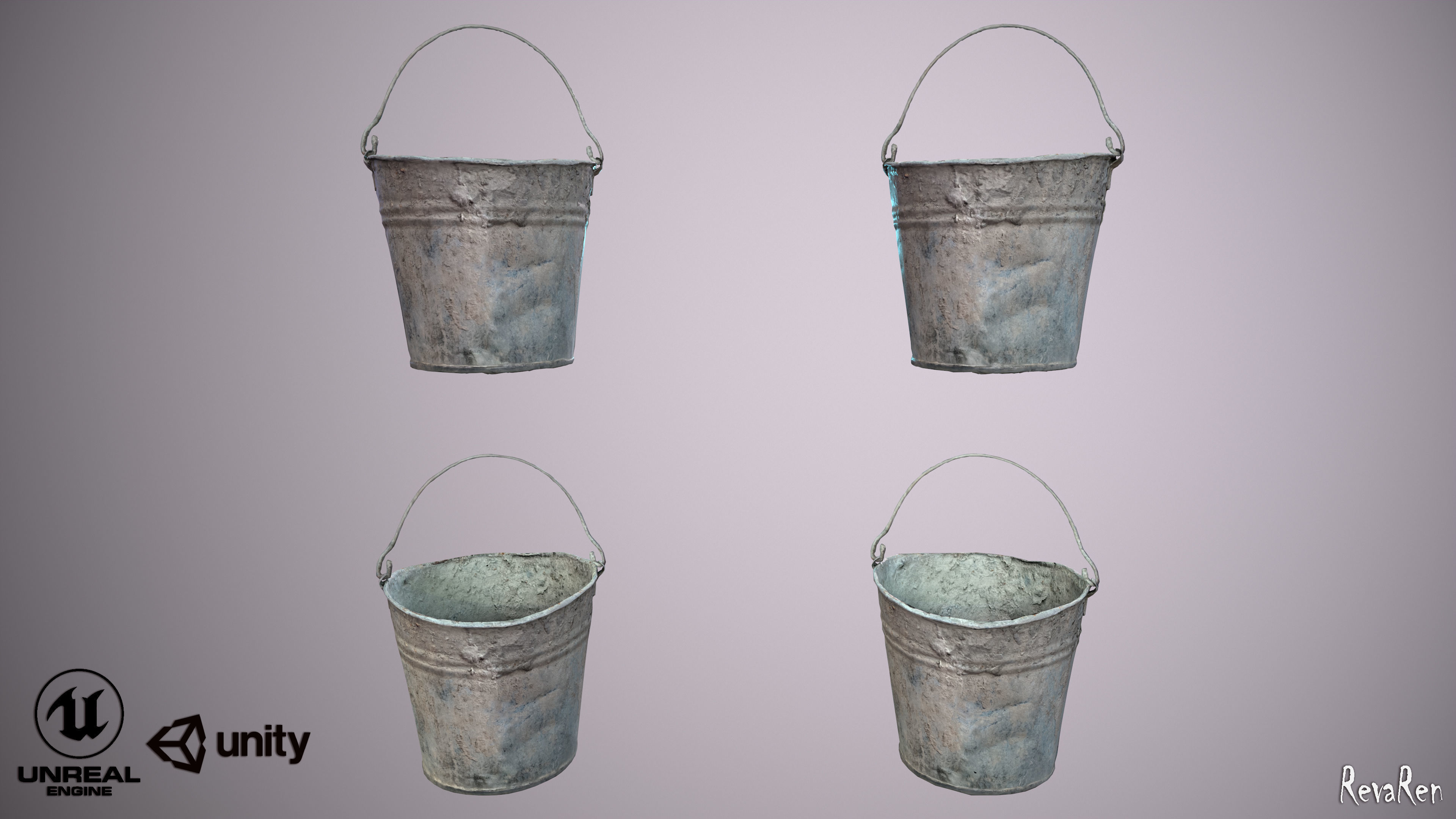 Old Bucket Low-poly 3D model_7