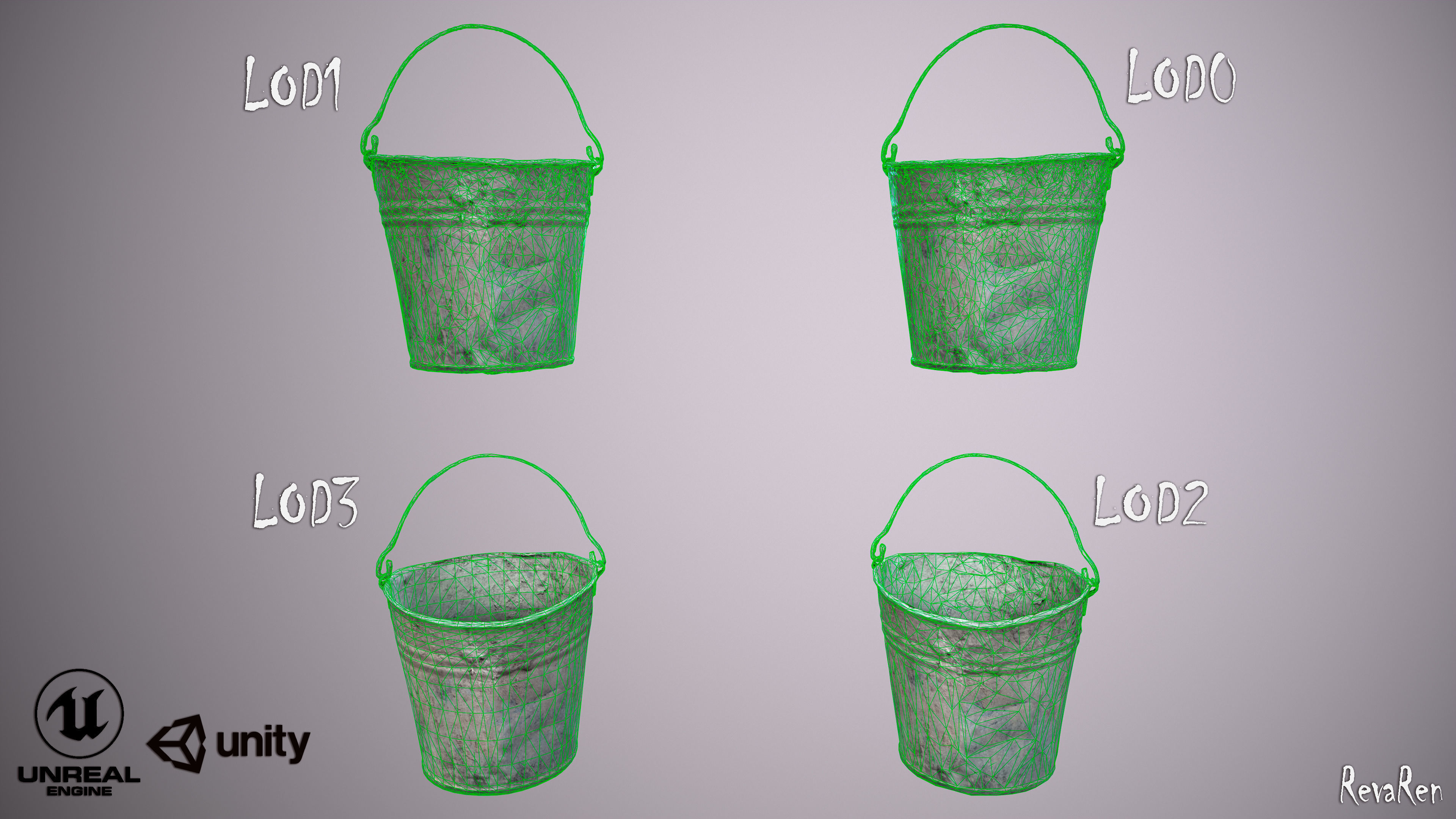 Old Bucket Low-poly 3D model_8