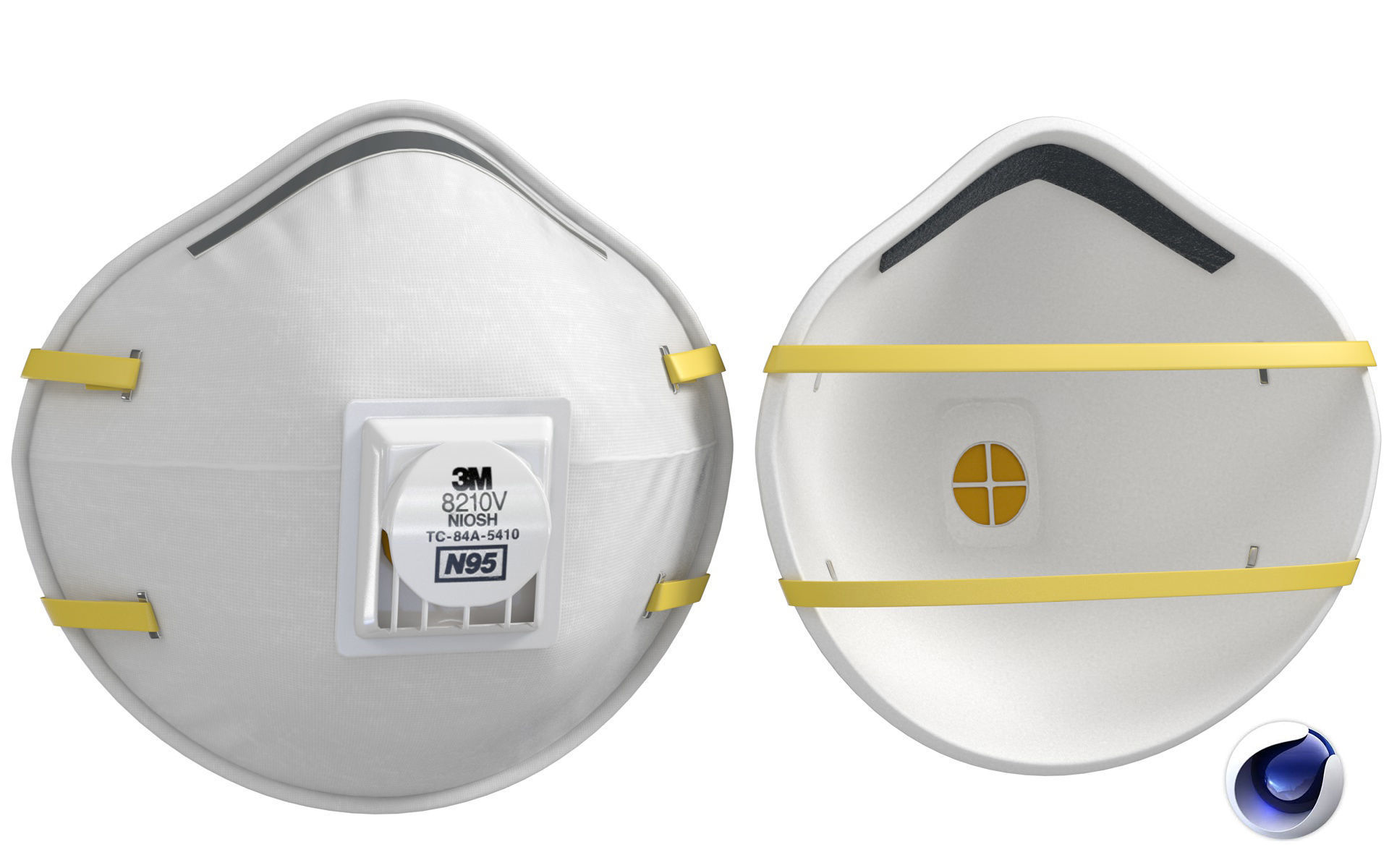 Mask Particulate Respirator 8210 Low-poly 3D model_2