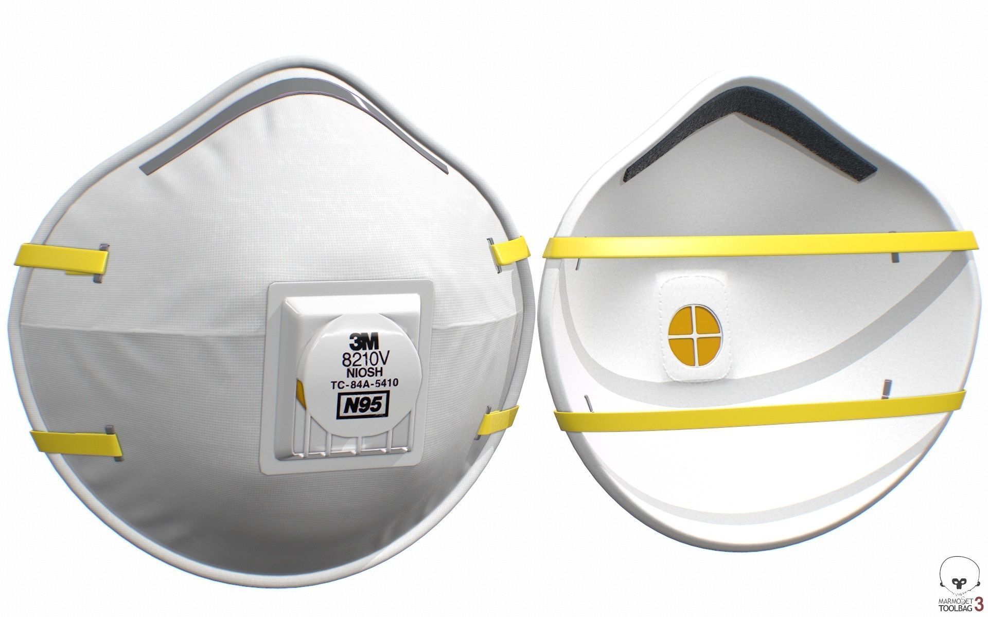 Mask Particulate Respirator 8210 Low-poly 3D model_3