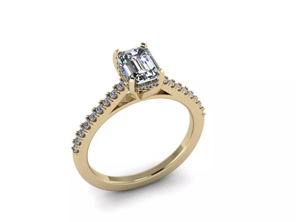 Jewelry Emerald Diamond Ring 3D print model