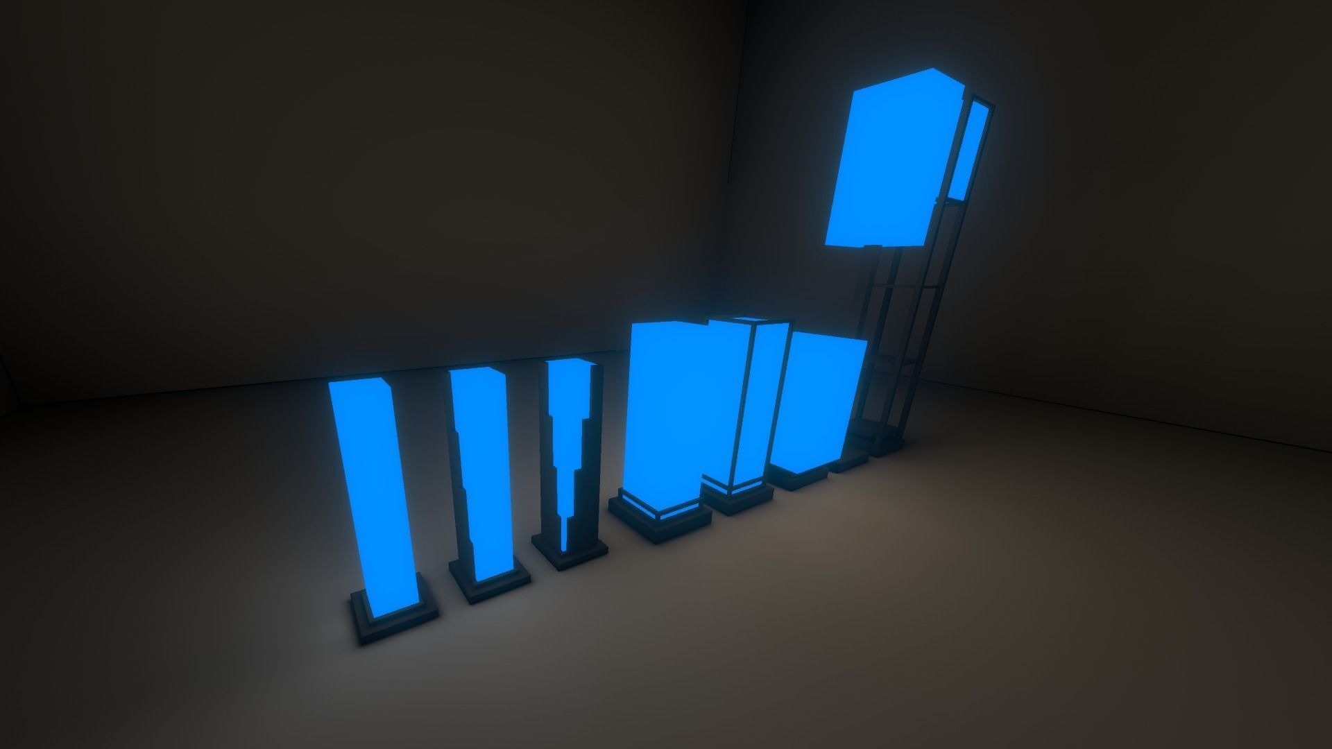 Semi Modular Box Lamp Set Low-poly 3D model_5