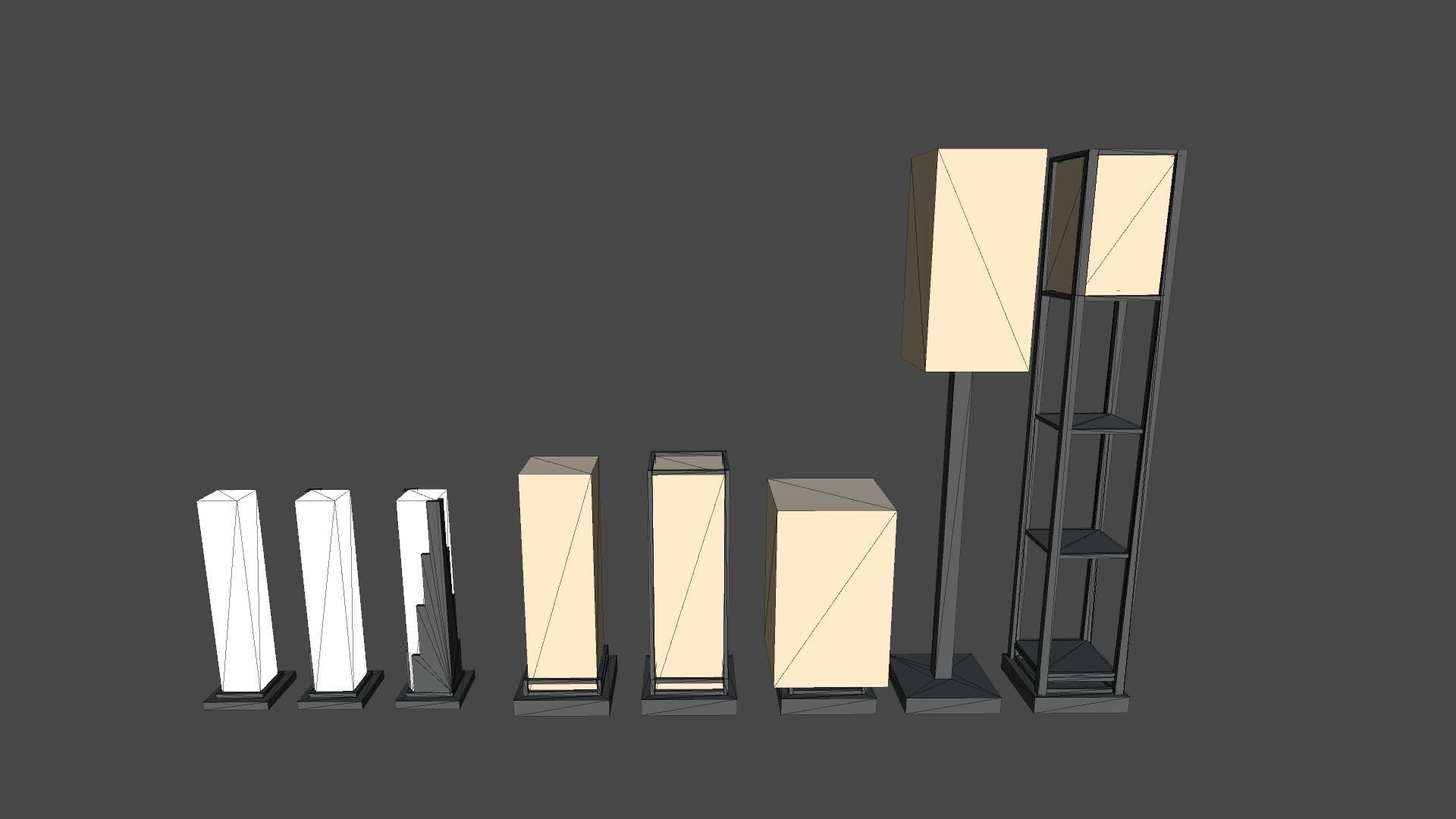 Semi Modular Box Lamp Set Low-poly 3D model_6