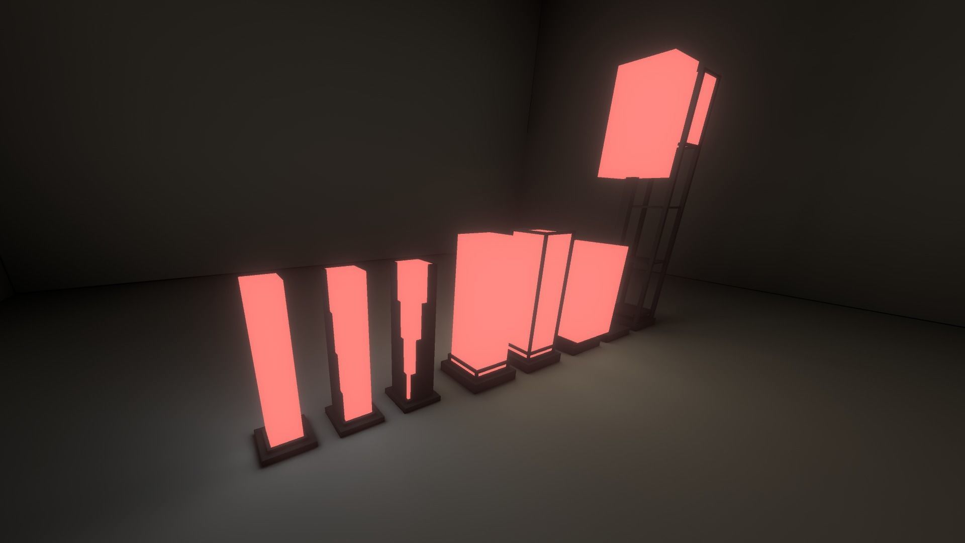 Semi Modular Box Lamp Set Low-poly 3D model_3