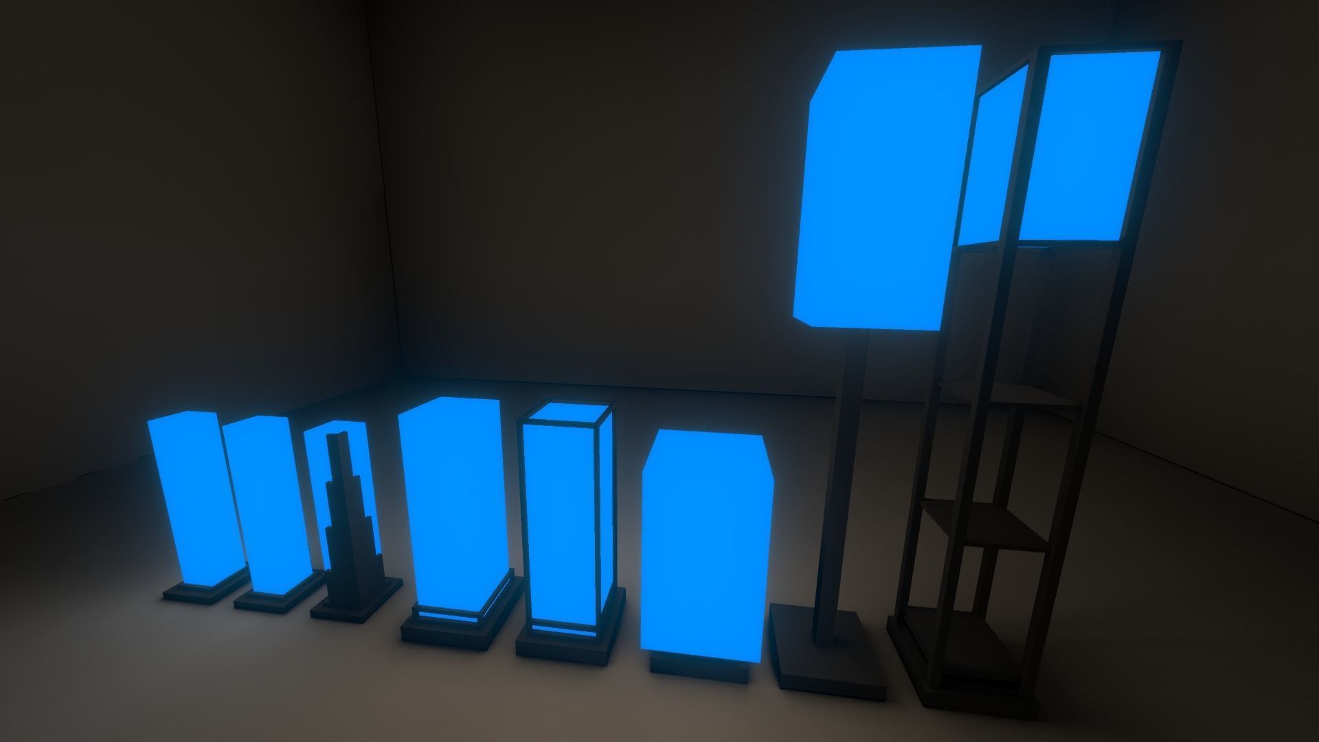Semi Modular Box Lamp Set Low-poly 3D model_4