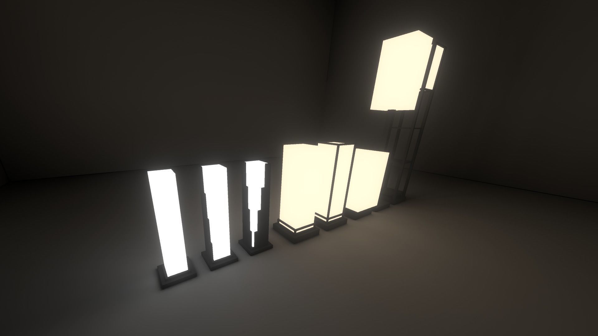 Semi Modular Box Lamp Set Low-poly 3D model_1