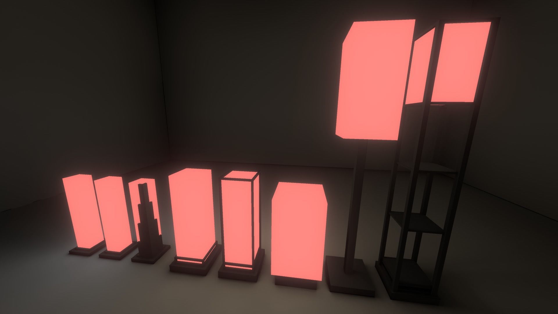 Semi Modular Box Lamp Set Low-poly 3D model_2