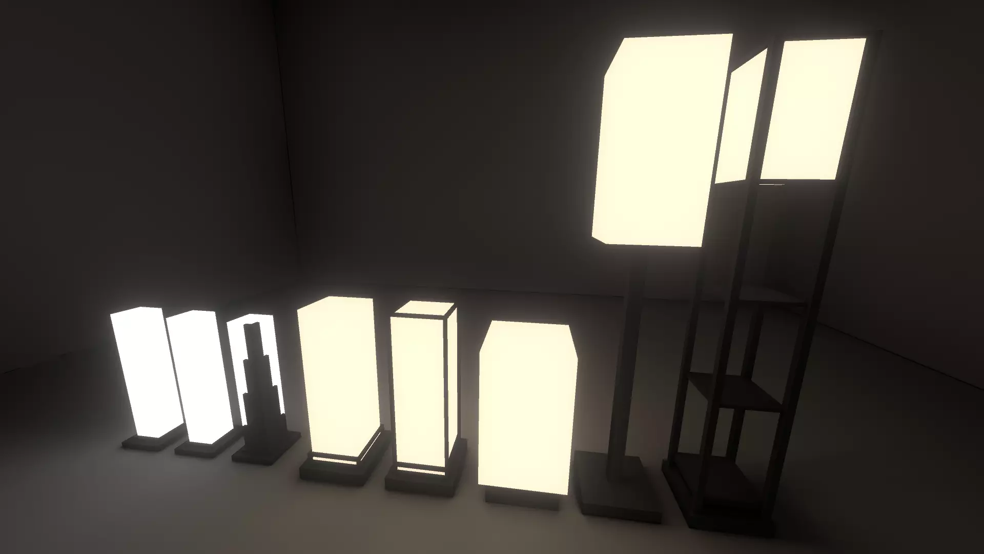 Semi Modular Box Lamp Set Low-poly 3D model_0
