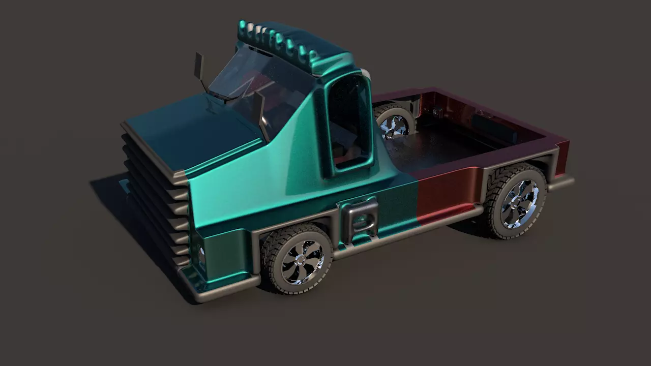 Box Van Truck Goods Carrier   Low-poly 3D model_0