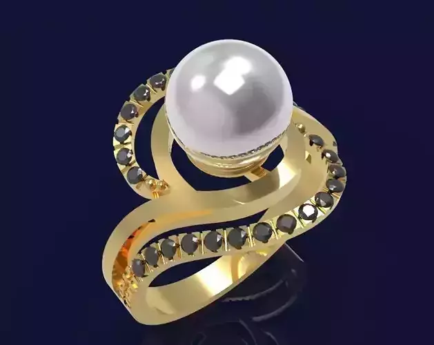 Ring with pearls - 2 3D print model