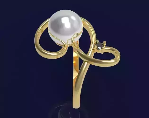 Ring with pearls - 3 3D print model