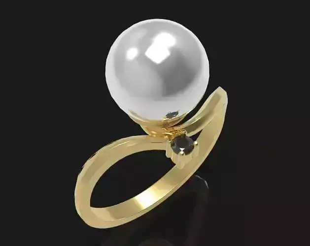 Ring with pearls - 4 3D print model